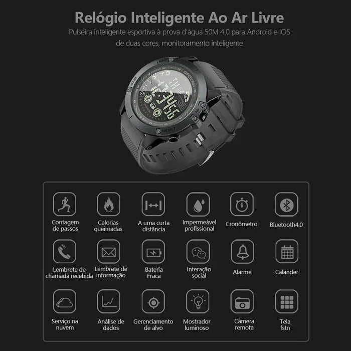 Relógio SmartWatch Militar Masculino T-Watch + Frete Grátis Apenas Hoje 🔥